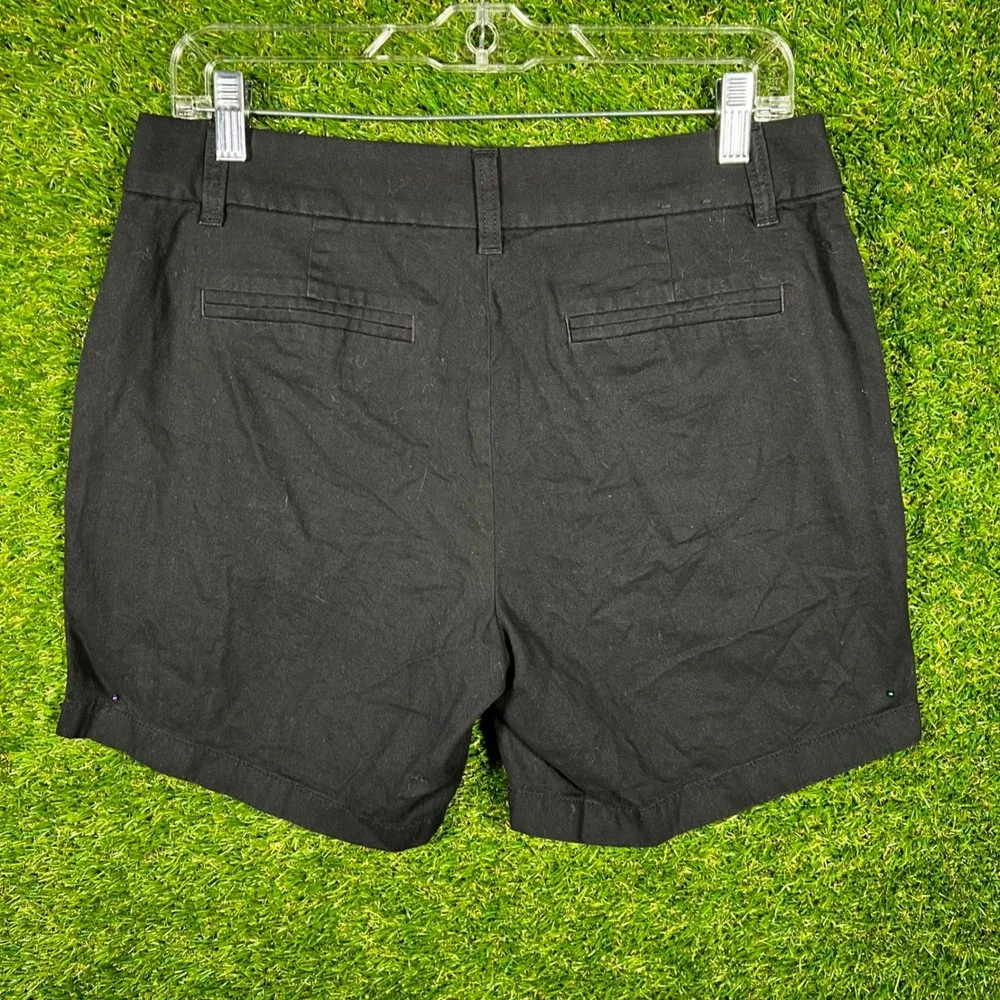 J.Crew‎ Womens Black Chino Shorts Size 6 Mid Rise Cotton Blend Casual